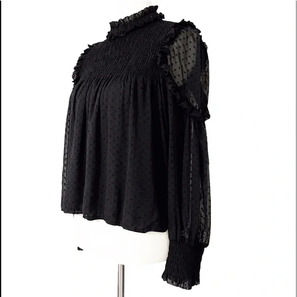 Zara‎ Plumetis Top Black - Picture 3 of 12